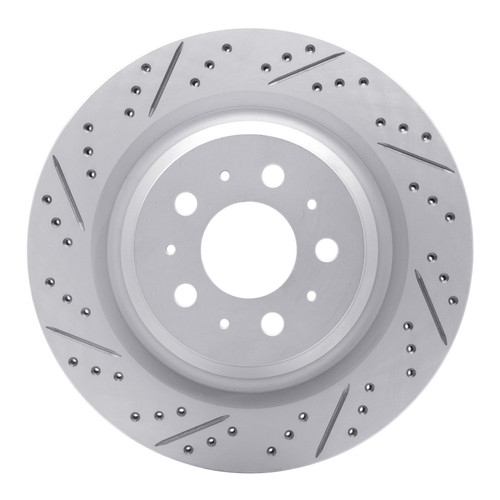 R1 17-25 Tesla Model Y Rear Left Drilled & Slotted Geo-Carbon Rotor