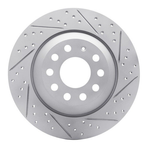 R1 05-11 Audi A6 Quattro Rear Right Drilled & Slotted Geo-Carbon Rotor