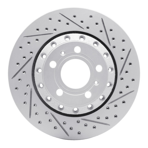 R1 04-10 Audi A8 Rear Right Drilled & Slotted Geo-Carbon Rotor