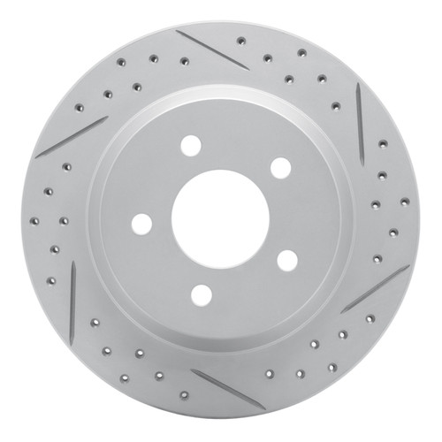 R1 94-04 Ford Mustang Rear Right Drilled & Slotted Geo-Carbon Rotor