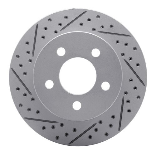 R1 99-06 Jeep Wrangler Front Left Drilled & Slotted Geo-Carbon Rotor