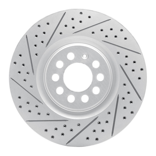 R1 00-06 Audi TT Quattro Front Left Drilled & Slotted Geo-Carbon Rotor