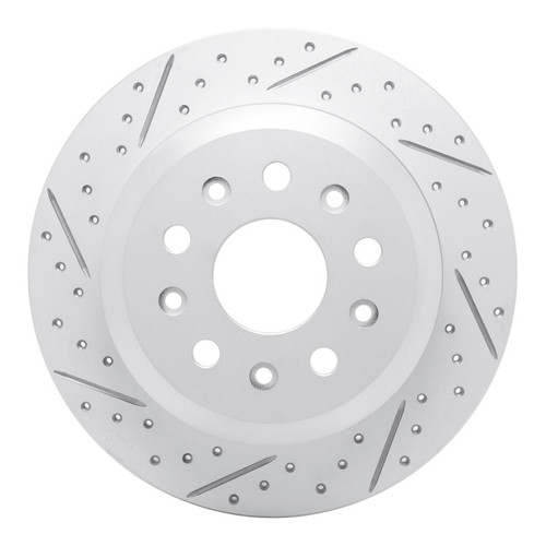 R1 18-25 Jeep Wrangler Rear Left Drilled & Slotted Geo-Carbon Rotor
