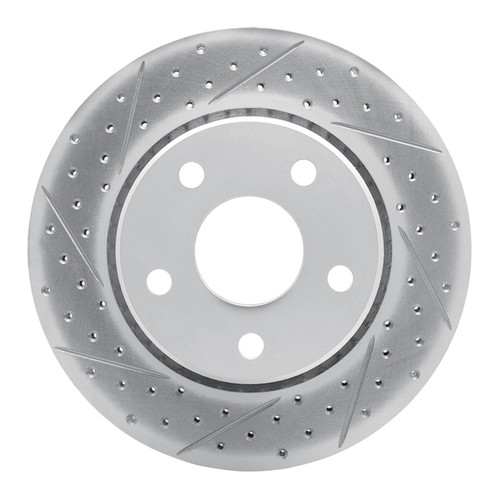 R1 07-18 Jeep Wrangler Front Left Drilled & Slotted Geo-Carbon Rotor
