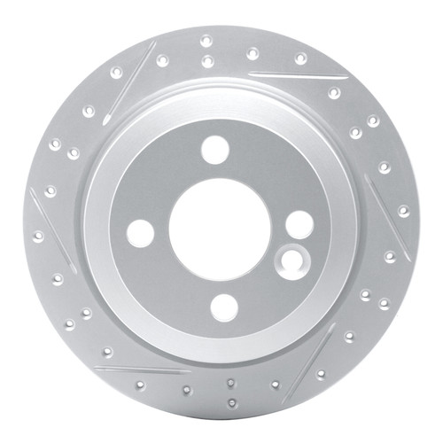 R1 02-15 Mini Cooper Clubman Rear Left Drilled & Slotted Geo-Carbon Rotor