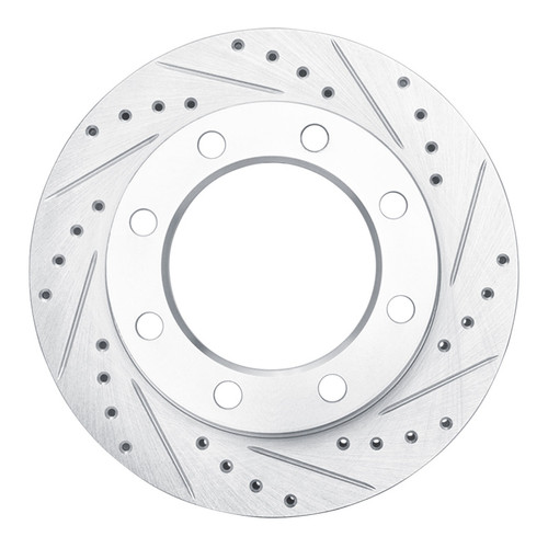 R1 76-79 Ford F-250 4WD (Excl Super Duty) Front Right Drilled & Slotted Silver Brake Rotor