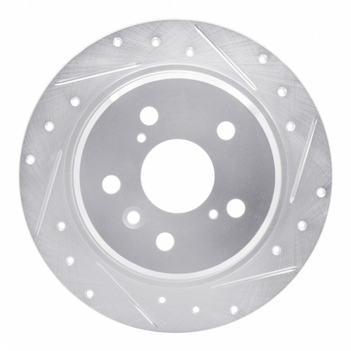 R1 95-99 Toyota Avalon Rear Right Drilled & Slotted Silver Brake Rotor