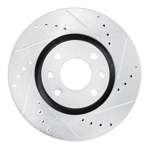 R1 03-25 Peugeot 207 (Mexico) Front Right Drilled & Slotted Silver Brake Rotor