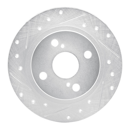 R1 87-92 Chevrolet Nova Rear Left Drilled & Slotted Silver Brake Rotor