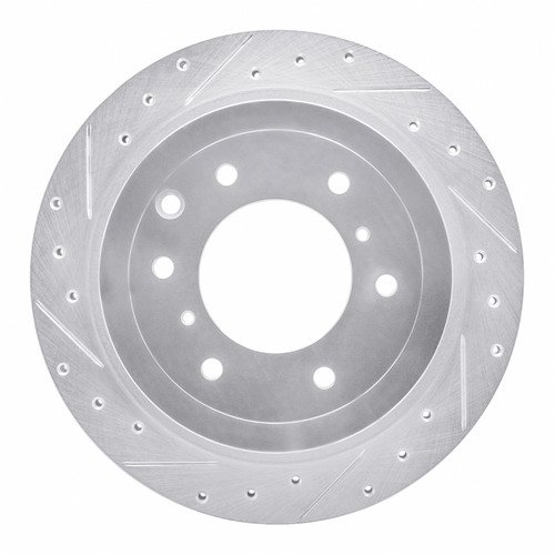 R1 08-14 Mitsubishi Montero Limited (Mexico) Rear Left Drilled & Slotted Silver Brake Rotor