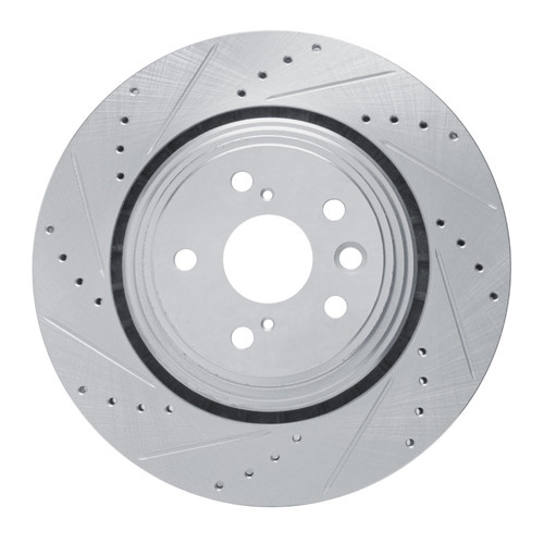 R1 20-25 Lexus RX350h Front Left Drilled & Slotted Silver Brake Rotor
