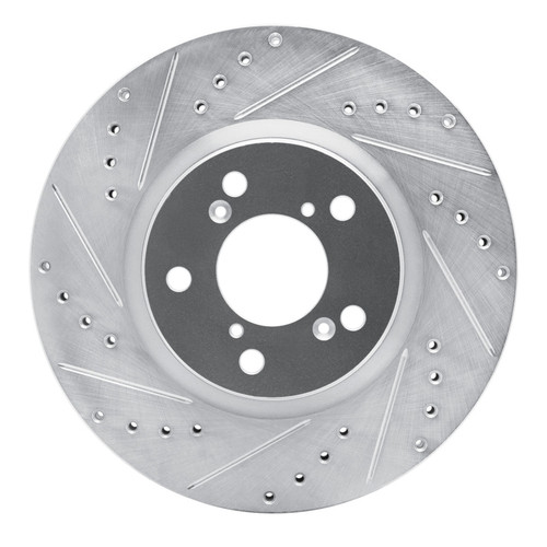R1 06-14 Honda Ridgeline Front Left Drilled & Slotted Silver Brake Rotor