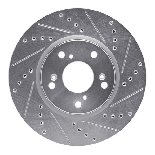 R1 13-22 Honda Accord Sedan Front Right Drilled & Slotted Silver Brake Rotor