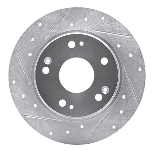 R1 11-15 Honda CR-Z Rear Left Drilled & Slotted Silver Brake Rotor