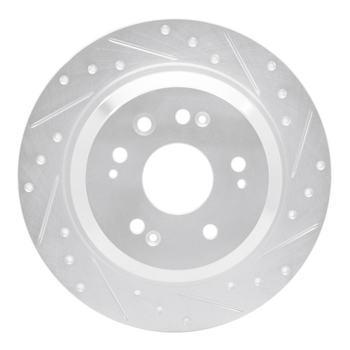 R1 10-15 Honda Crosstour Rear Right Drilled & Slotted Silver Brake Rotor