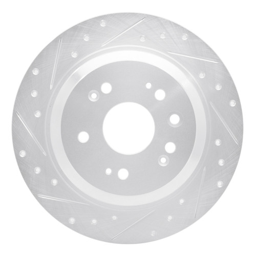 R1 10-15 Honda Crosstour Rear Left Drilled & Slotted Silver Brake Rotor