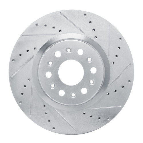 R1 17-25 Buick Enclave Front Right Drilled & Slotted Silver Brake Rotor