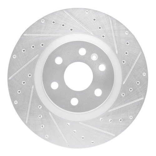R1 10-16 Cadillac SRX Front Right Drilled & Slotted Silver Brake Rotor