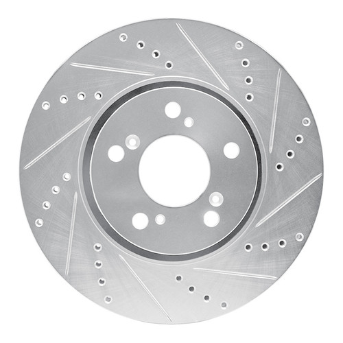 R1 14-20 Acura RLX Front Right Drilled & Slotted Silver Brake Rotor