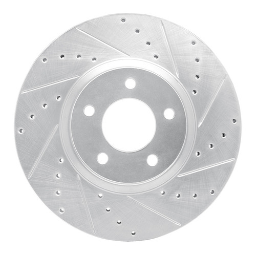 R1 88-91 Mazda 929 Front Right Drilled & Slotted Silver Brake Rotor