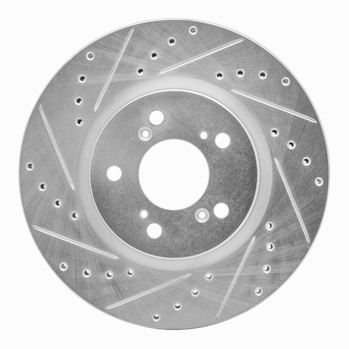 R1 05-12 Acura RL Front Left Drilled & Slotted Silver Brake Rotor