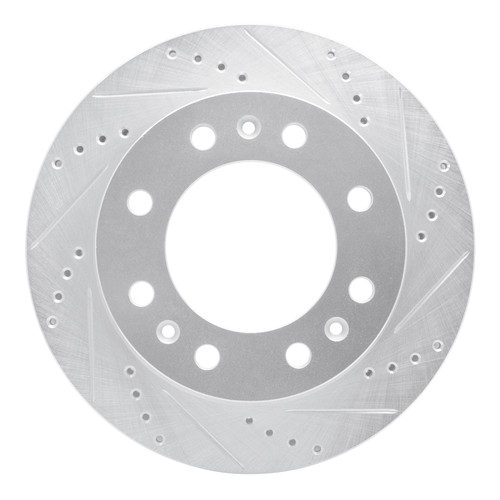 R1 06-11 Cadillac DTS Front Right Drilled & Slotted Silver Brake Rotor