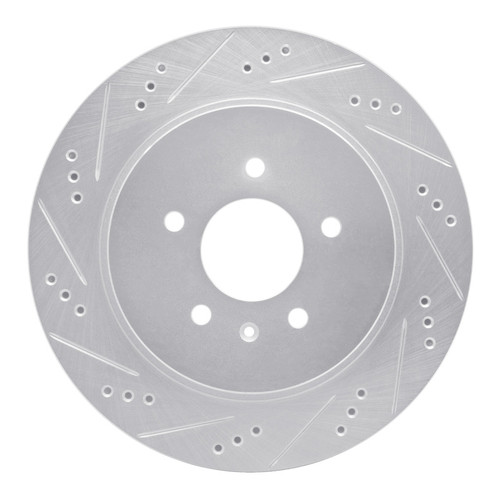 R1 05-11 Cadillac CTS Rear Left Drilled & Slotted Silver Brake Rotor