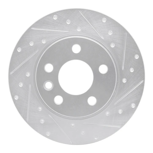 R1 96-00 Volkswagen EuroVan Rear Right Drilled & Slotted Silver Brake Rotor