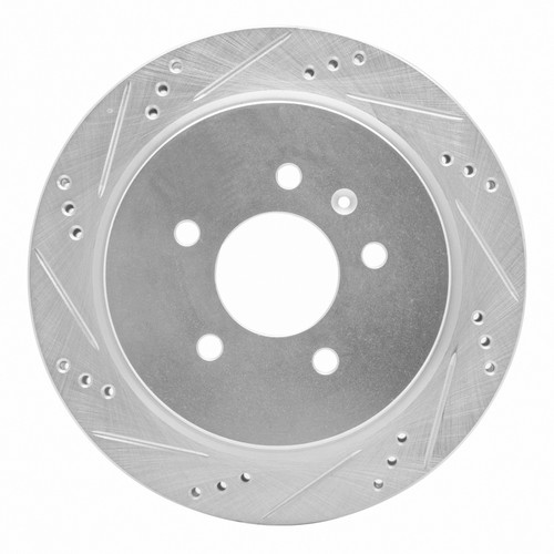 R1 03-11 Cadillac CTS Rear Left Drilled & Slotted Silver Brake Rotor