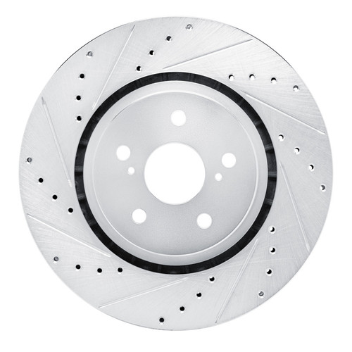 R1 21-25 Toyota SIENNA Front Left Drilled & Slotted Silver Brake Rotor