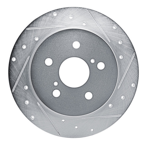R1 18-22 Toyota C-HR Rear Right Drilled & Slotted Silver Brake Rotor