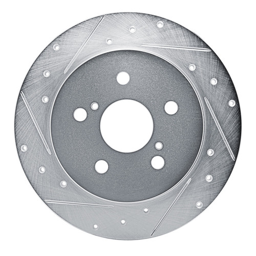 R1 18-22 Toyota C-HR Rear Left Drilled & Slotted Silver Brake Rotor