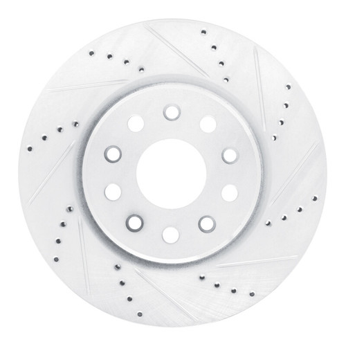 R1 22-25 Jeep Grand Cherokee Front Right Drilled & Slotted Silver Brake Rotor