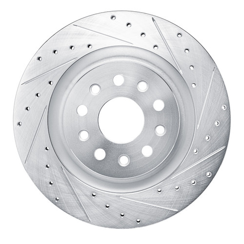 R1 21-25 Dodge Charger Daytona Rear Right Drilled & Slotted Silver Brake Rotor