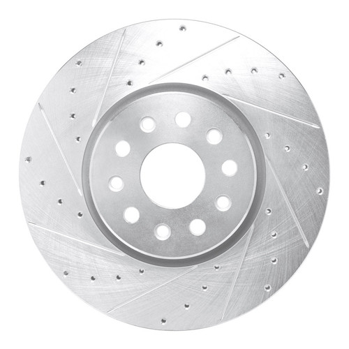 R1 21-25 Dodge Charger Daytona Front Left Drilled & Slotted Silver Brake Rotor