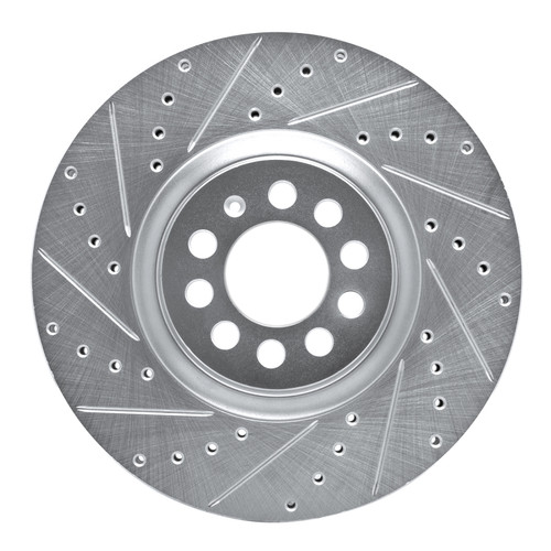 R1 00-06 Audi TT Front Left Drilled & Slotted Silver Brake Rotor
