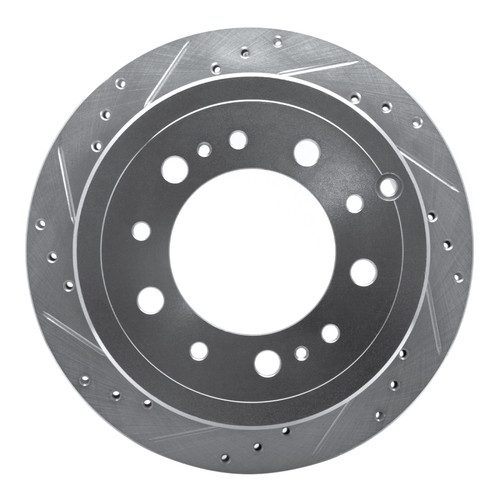 R1 98-07 Lexus LX470 Rear Left Drilled & Slotted Silver Brake Rotor