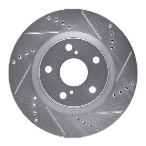 R1 15-25 Ford Mustang Front Right Drilled & Slotted Silver Brake Rotor
