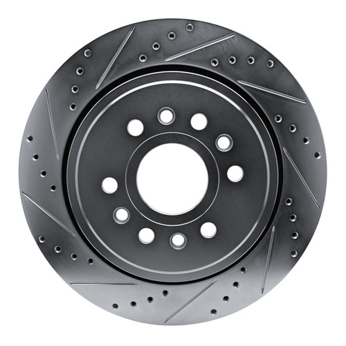 R1 21-25 Jeep Grand Wagoneer L Rear Left Drilled & Slotted Silver Brake Rotor