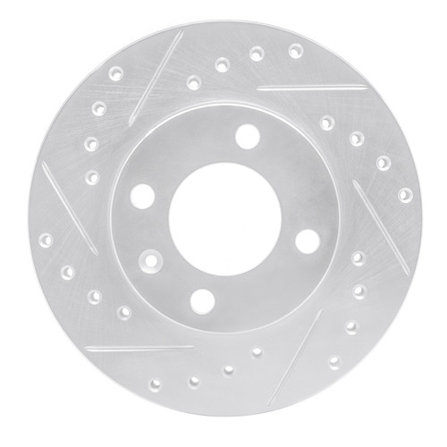 R1 80-08 Audi 4000 Front Left Drilled & Slotted Silver Brake Rotor