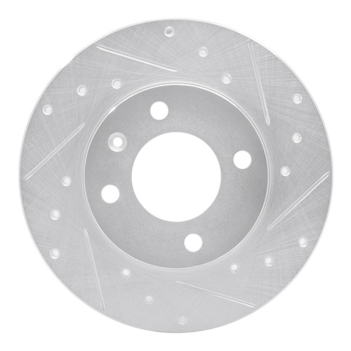 R1 73-05 Audi Coupe Front Right Drilled & Slotted Silver Brake Rotor