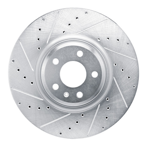 R1 18-25 Audi S5 Front Left Drilled & Slotted Silver Brake Rotor