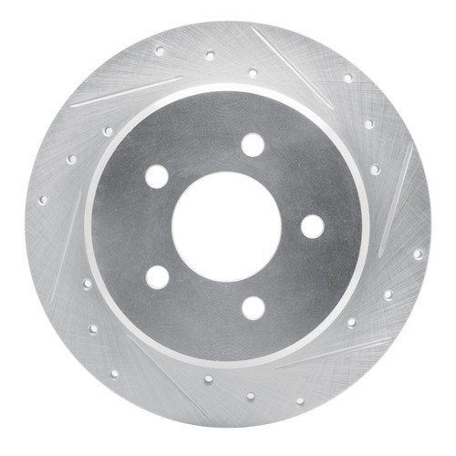 R1 97-07 Chrysler Town & Country Rear Right Drilled & Slotted Silver Brake Rotor