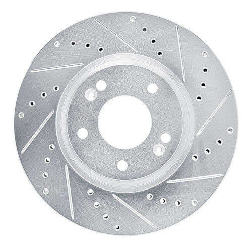 R1 15-19 Kia SOUL EV Front Right Drilled & Slotted Silver Brake Rotor