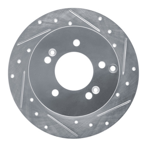 R1 07-12 Kia Rondo (Canada) Rear Right Drilled & Slotted Silver Brake Rotor