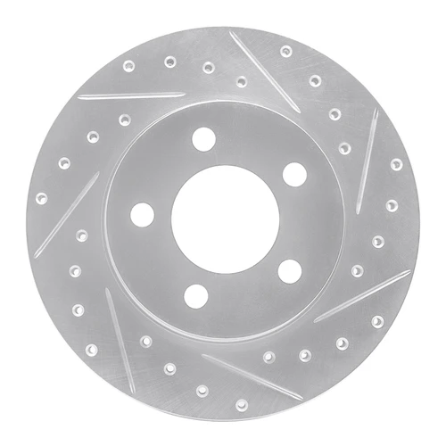 R1 93-97 Chrysler CONCORDE Front Right Drilled & Slotted Silver Brake Rotor