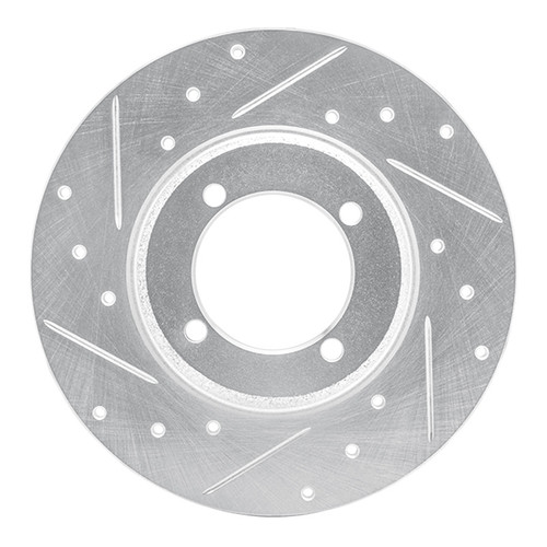 R1 78-83 Dodge COLT Front Left Drilled & Slotted Silver Brake Rotor