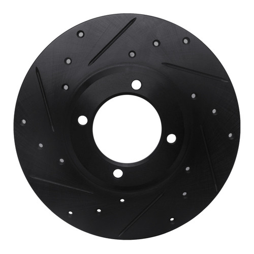 R1 79-81 Toyota Celica Front Left Drilled & Slotted Black Brake Rotor
