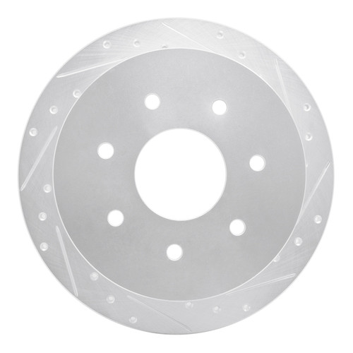 R1 97-04 Ford F-150 RWD Rear Right Drilled & Slotted Silver Brake Rotor