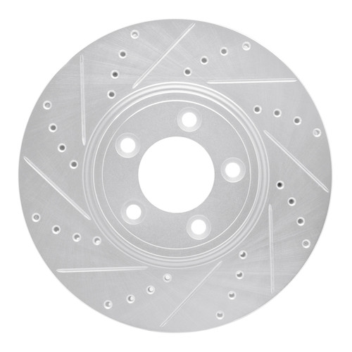 R1 06-08 Jaguar S-Type Front Left Drilled & Slotted Silver Brake Rotor